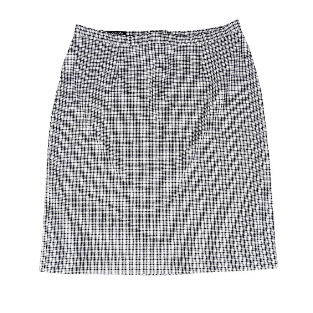 Cutter & Buck womens skirt sz16 navy white check straight fit zip preppy classic